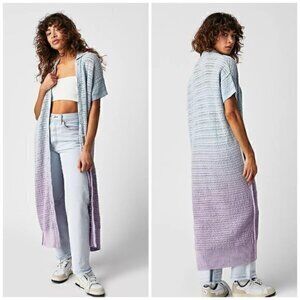 Free People Alicia Crochet Cardigan Blue Purple Ombre Size XS NWT
